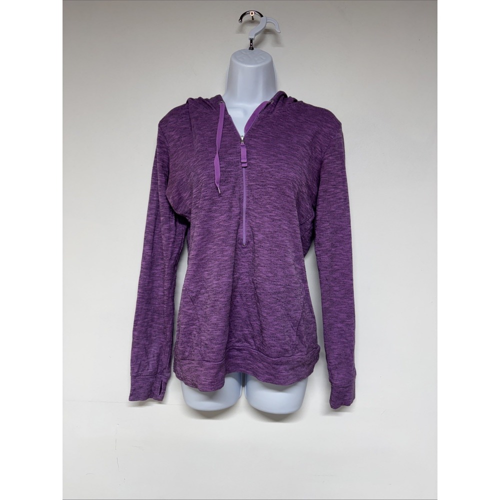 Lucy Athletic Hoodie Womens S Purple Space Dye 1/4 Zip Long Sleeve Activewear